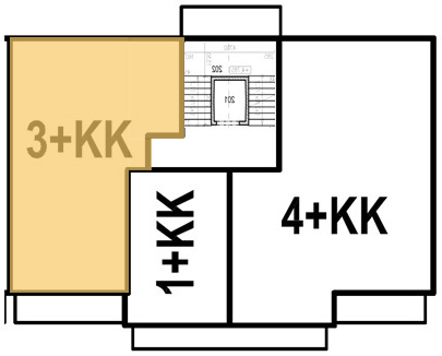 Umístění bytu A13 v podlaží bytového domu A